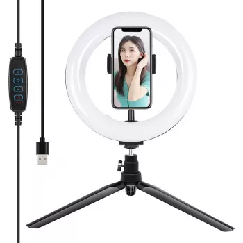 Stativhalterung Puluz mit 20 cm LED-Ring Vlogging PKT3073B