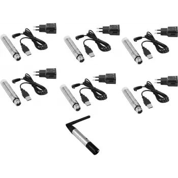 Funksystem DMX EUROLITE QuickDMX Set Sender 1x + 6x Akku-Empfänger (drahtloses DMX Senden/Empfangen)
