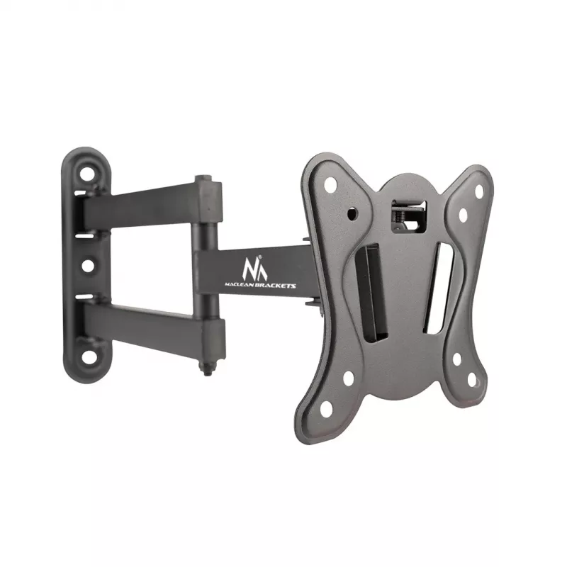 Maclean MC-417 Vollbeweglicher TV-Monitor-Wandhalter 13-32 30kg max. VESA 100x100 Schwarz pulverbeschichtet Universalhalterung verstellbarer Wandabstand schwenkbar neigbar