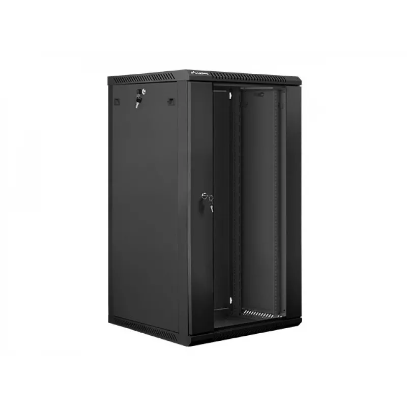 Lanberg wandmontierbarer Installationsschrank 19'' 22U 600x600mm schwarz (Glastür)