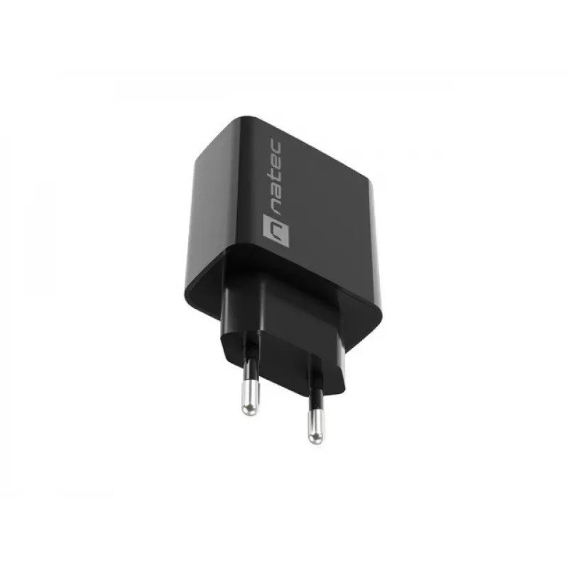NATEC AC-Schnellladegerät für den Innenbereich, kabelgebunden, Ribera – 18 W (5–15 V, bis zu 3 A), 1× USB-A, Huawei FCP/SCP, schwarz