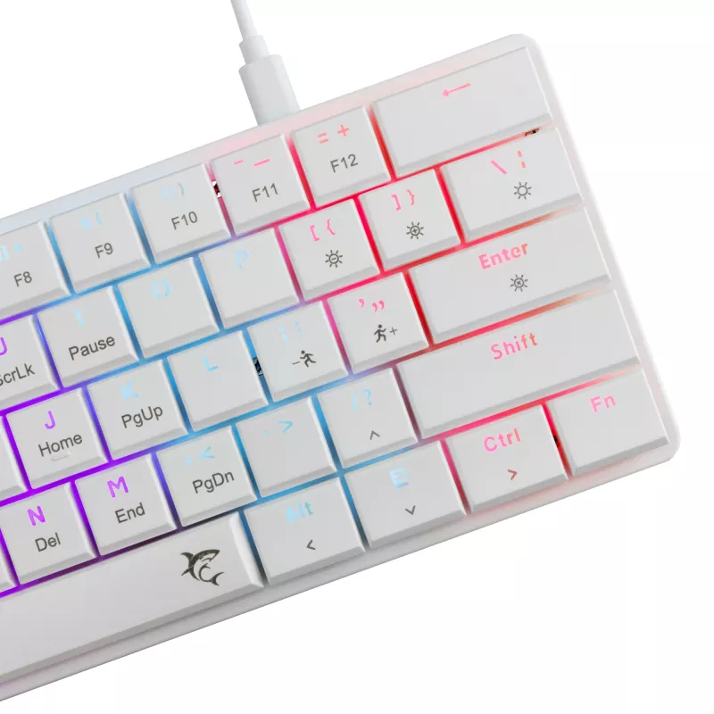Mechanische Tastatur White Shark Nagamaki GK-006211 — kompaktes Layout, Red mechanische Schalter, weißes Gehäuse
