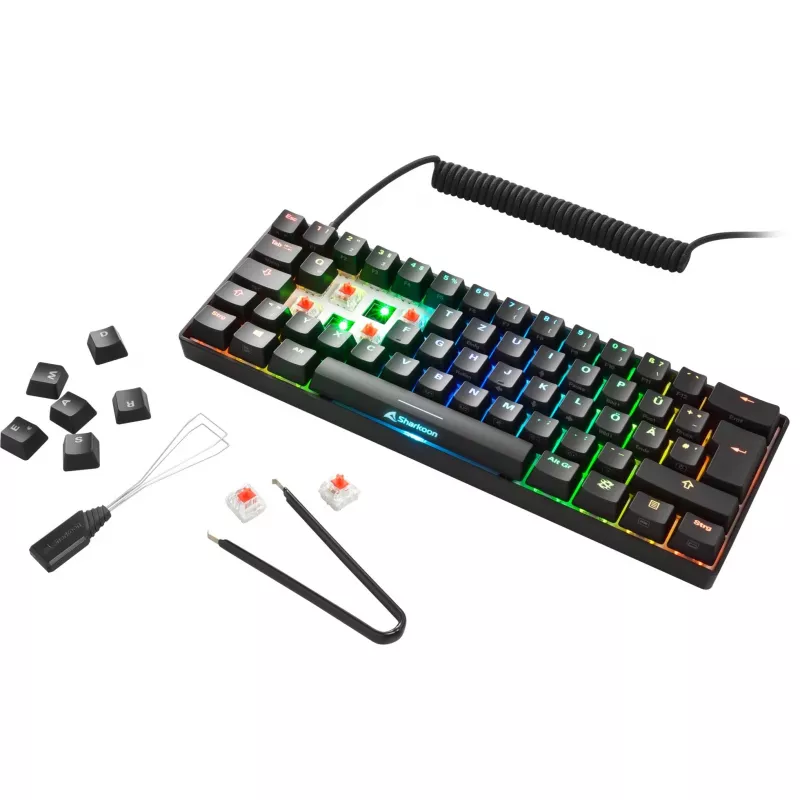 Sharkoon SGK50 S4 Tastatur Gaming USB AZERTY Französisch Schwarz 60% RGB LED