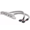 Slotblechkabel USB 2.0 HighSpeed Typ 2xIDC (5pin)/4xUSB A M/F grau 0,25 m