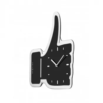 NeXtime Wanduhr 3072zw Thumbs up, 40,5x41 cm, Wand, Schwarz/Silber