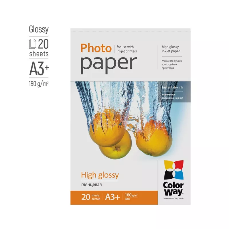 ColorWay PG180020A3+ Fotopapier A3+ Hochglanz 180 g/m² Tintenstrahl