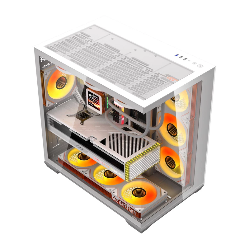 Computergehäuse Darkflash C280 (weiß) mit 7 Kühlventilatoren