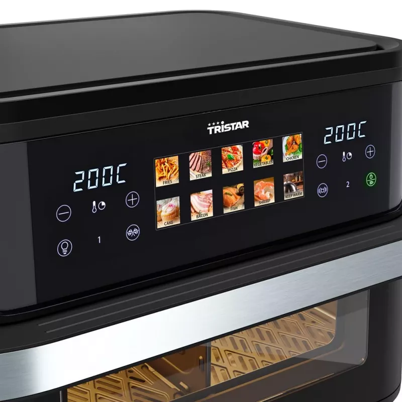 Heißluftfritteuse Tristar FR-9078 Double 10 L, 2800 W, Touch-Steuerung, LCD, schwarz/Edelstahl