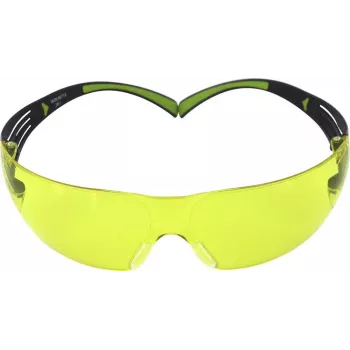 Sicherheitsbrille 3M SecureFit 400 — schwarzer Rahmen, grün getönte Gläser, UV-Schutz, Antibeschlag