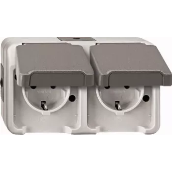 Steckdose Merten MEG2321-8029 CEE 7/3 grau, IP44, 250 V, 16 A, 143×57×83 mm