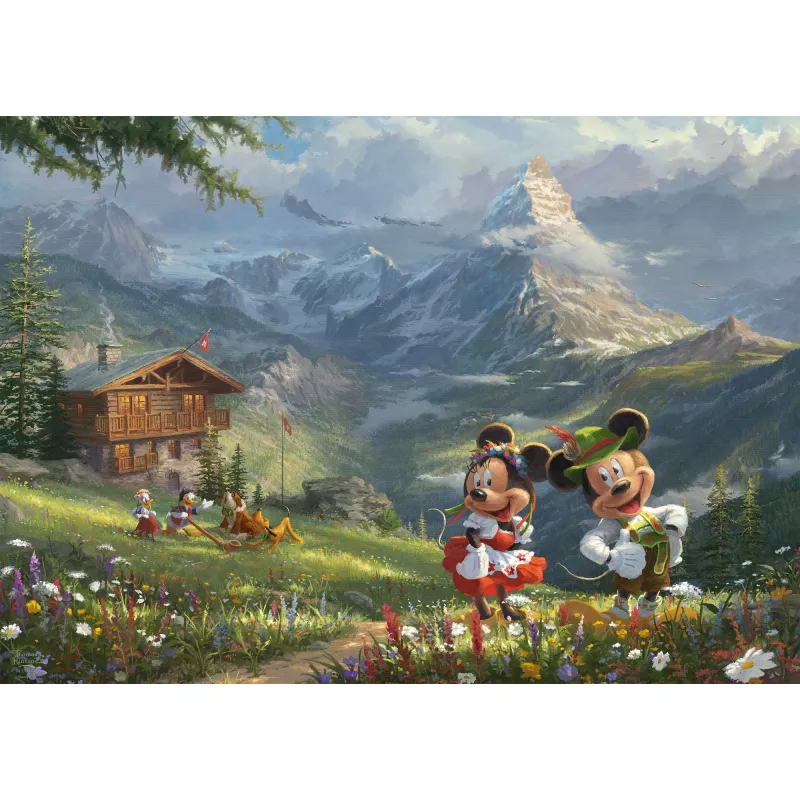 Thomas Kinkade Studios: Disney - Mickey & Minnie in den Alpen, Puzzle 1000 Teile