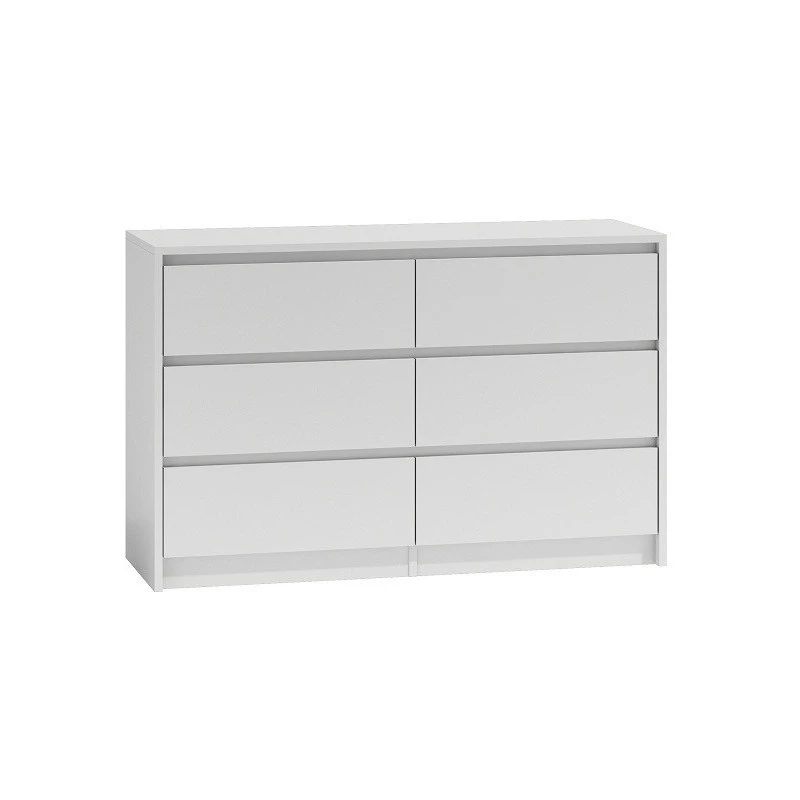 Kommode top e shop K120 BIEL 2X3, 6 Schubladen, weiß, 750×400×1200 mm, Spanplatte