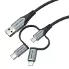 Vention USB 2.0 A Stecker auf 3-in-1 Micro-B&USB-C&Lightning Stecker Kabel 1M Grau Aluminiumlegierung