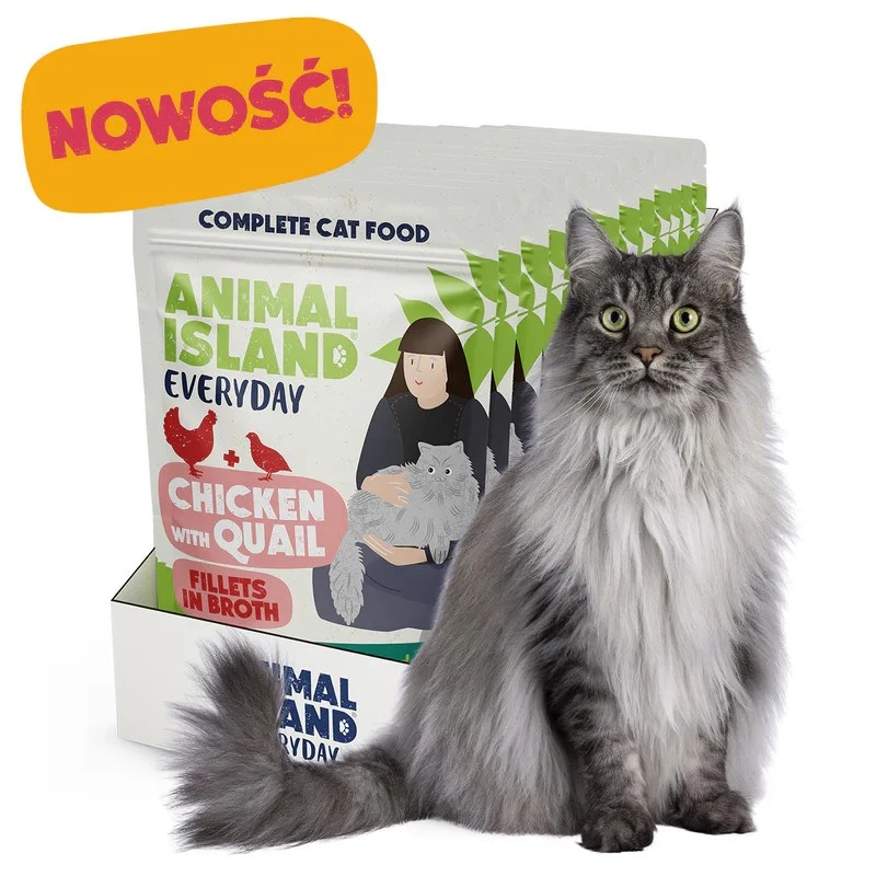 ANIMAL ISLAND Huhn mit Wachtelfilets in Brühe - Nassfutter für Katzen - 12x85g