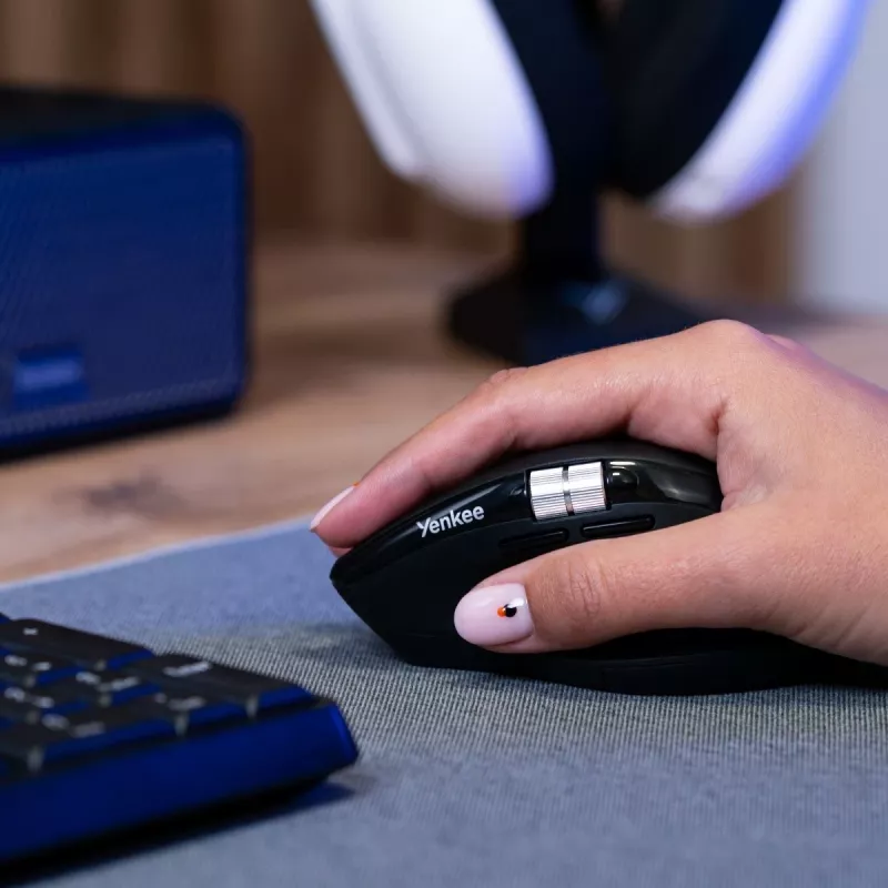 Kabellose Maus YENKEE SPIN DUAL 2095BK — kompakte optische Dual-Mode-Maus, Modell YMS 2095B SPIN