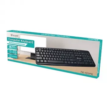 Kabelgebundene Full-Size-Tastatur VAKOSS TK-103PK — USB, 104 Tasten, Ziffernblock, schwarz, 1,4 m Kabel