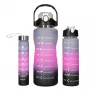 Extralink Motivations-Trinkflaschen-Set 3W1 Pink-Schwarz 2000ML+900ML+300ML
