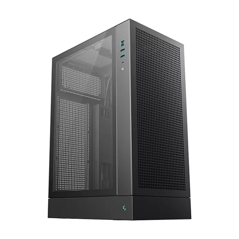 PC-Gehäuse DeepCool CH170 PLUS Tower Schwarz – micro-ATX/mini-ITX, gehärtetes Glas, USB-C, Netzteil oben