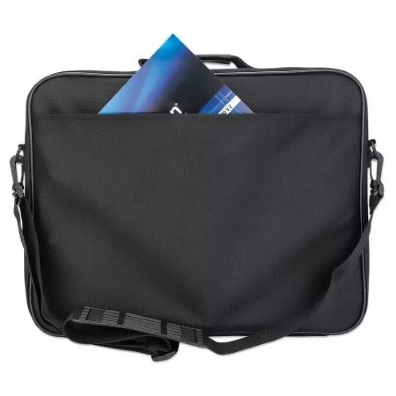 Manhattan Cambridge Laptoptasche 15,6 Zoll, Clamshell-Design, Schwarz, NIEDRIGER PREIS, Zubehörfach, Dokumentenfach hinten, Schultergurt (abnehmbar), Äquivalent zu Targus TAR300, Notebooktasche, Drei Jahre Garantie