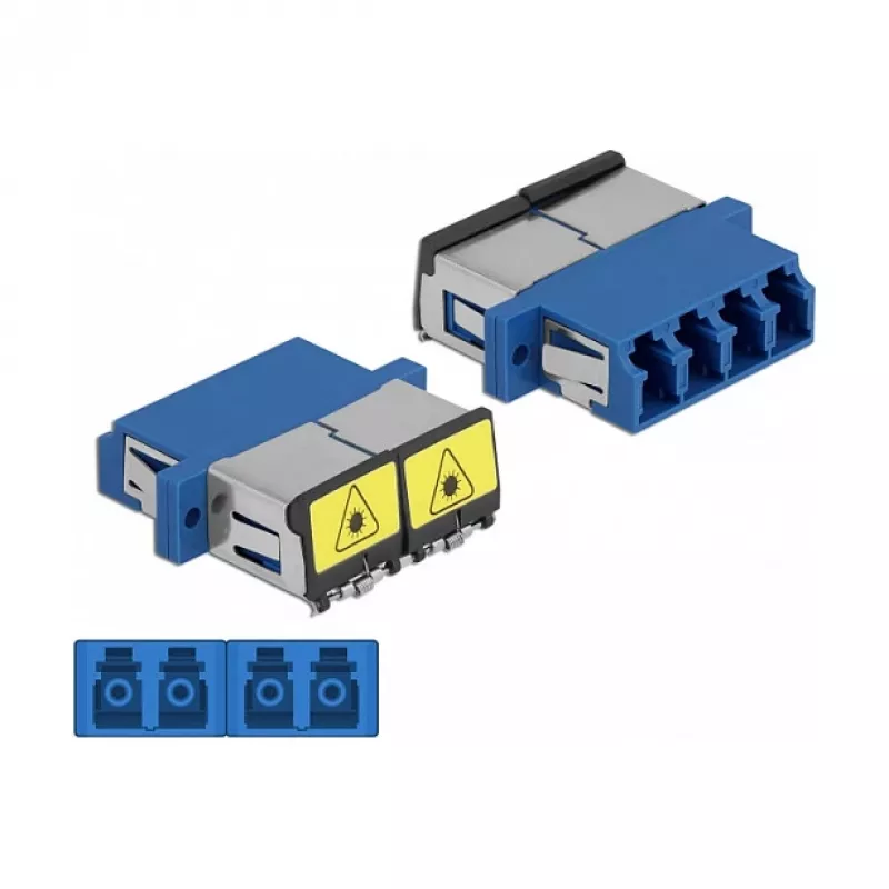 Optischer Faserkoppler DeLOCK 86903 LC Quad Buchse auf LC Quad Buchse Singlemode blau