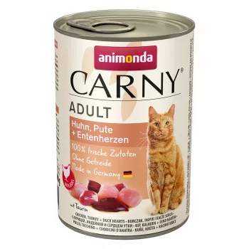 ANIMONDA Carny Adult Huhn, Pute, Entenherzen - Nassfutter für Katzen - 400g