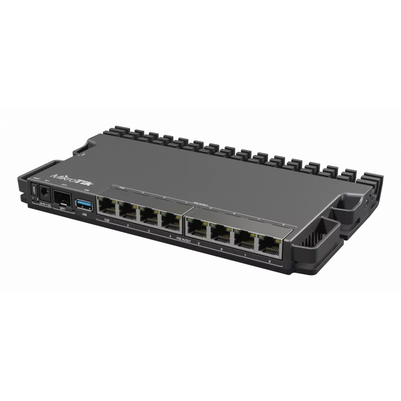 Kabelgebundener Router MikroTik RB5009UPR+S+IN — 8x RJ-45 PoE-Ports, 2,5GbE, SFP+-Steckplatz, RouterOS