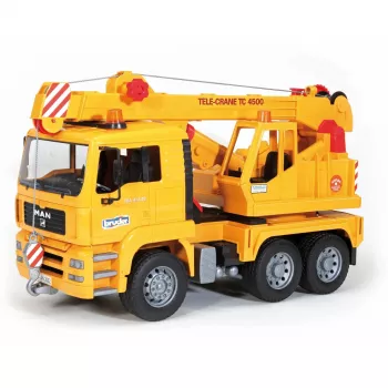 Kran-LKW BRUDER MAN BR-02754, ABS-Konstruktion, gelb, für Kinder ab 4 Jahren (ohne Licht- und Soundmodul)