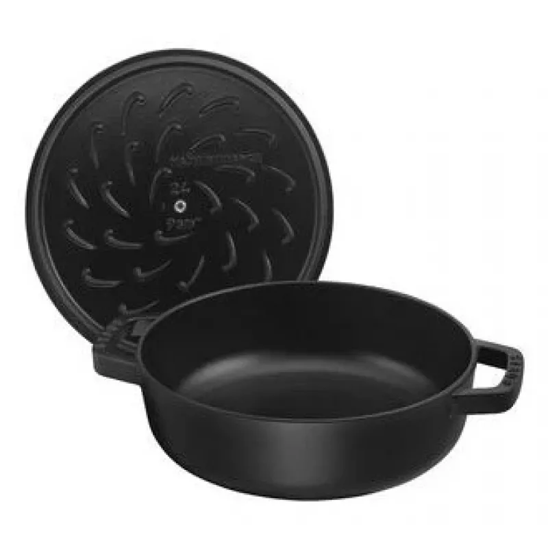 Sauteuse ZWILLING STAUB BRAISERS rund 28 cm, schwarz, Boden-Ø 22,2 cm