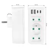 Power-Splitter MACLEAN MCE248 F/W — 3 AC-Steckdosen (1×16A, 2×6A) + 4×USB (2×A, 2×C PD 20W), EU-Stecker, weiß