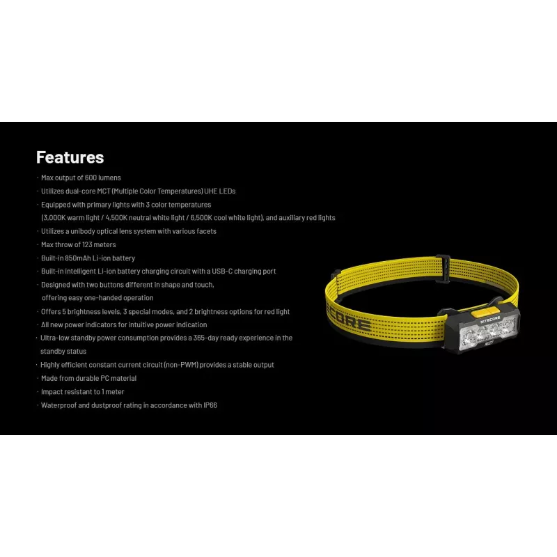Nitecore NU27 Stirnlampe Schwarz, Gelb LED-Stirnlampe
