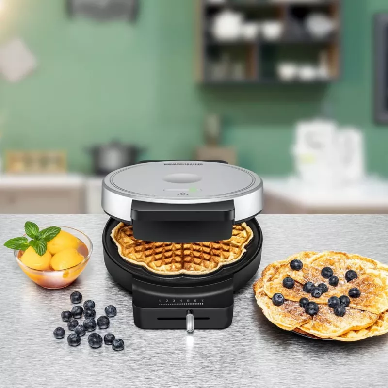 ROMMELSBACHER WA 850, 1 Waffel(n), Kreis, Herzform, Schwarz, Silber, 17,5 cm, Kunststoff, 850 W