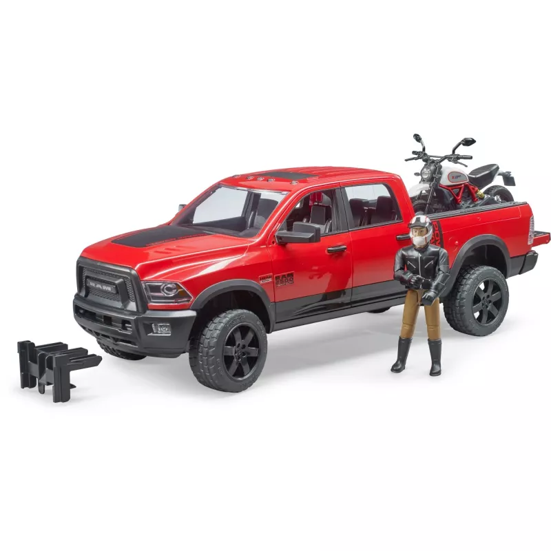 Dodge RAM 2500 Power Wagon mit Anhänger und Motorrad Ducati 02502 BRUDER