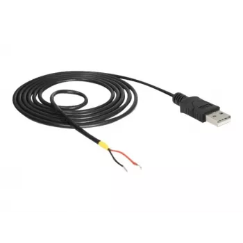 Delock Kabel USB2.0 Typ-A-Stecker > 2 x offene Kabelenden - 1,5 m - schwarz (85664)