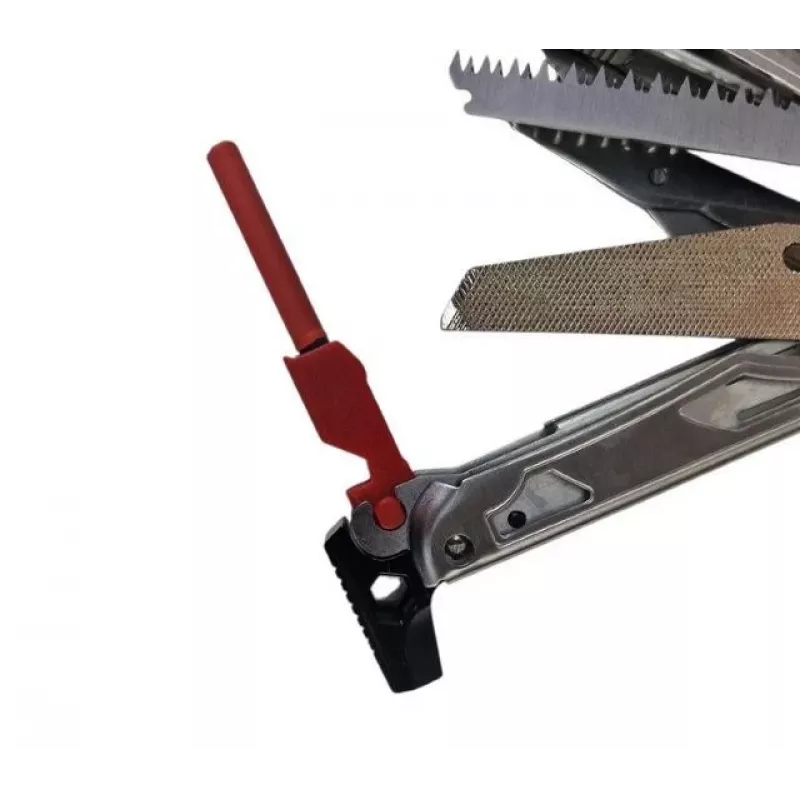 Multitool AZYMUT Giewon FS Fire Starter Multitool mit 19 Werkzeugen, Feuerstein, Pfeife, Gürteltasche (H2038A)