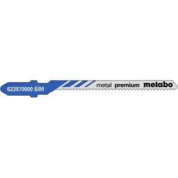 Stichsägeblatt Metabo 623970000, Bimetall, für Blech, Arbeitslänge 57 mm, Zahnteilung 1,5 mm, max. Schnittstärke 1,25 mm, 5 Stück