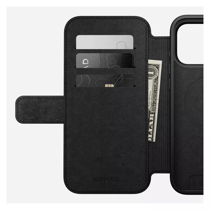 Mobiltelefon-Folio Nomad Modern Leather Folio Hülle für iPhone 17 Pro Max – Tan, passend für bis zu 17,5 cm (6,9 Zoll) Bildschirm, 4 Kartenfächer