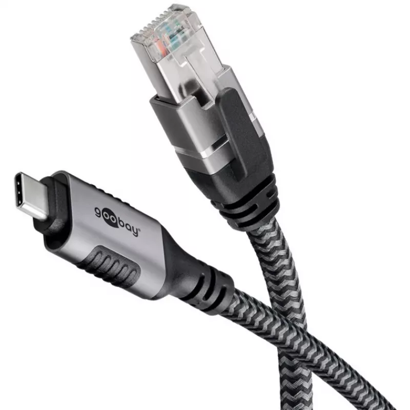 Goobay 70755 USB-C auf RJ45 Ethernet CAT 6 Kabel für stabile kabelgebundene Internetverbindung mit Router/Modem/Netzwerk-Switch/Ersetzt USB auf RJ45 Adapter / 1