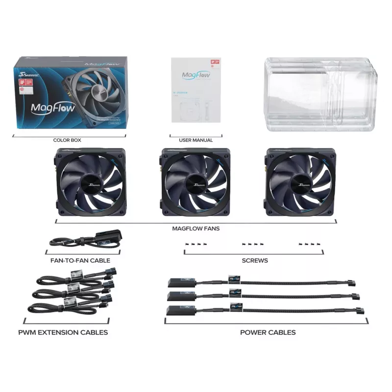 Seasonic MagFlow 1-Fan Kit Computergehäuse 12 cm Schwarz 1 Stück