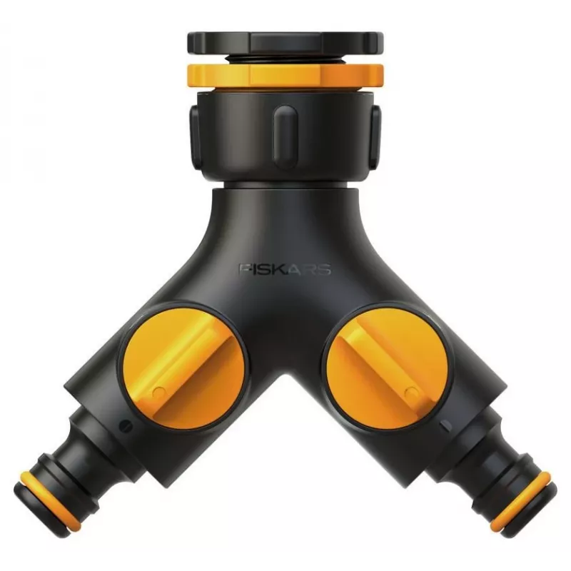 Fiskars 1027061 Wasserschlauch-Anschlussstück Hahnverbinder Schwarz, Orange 1 Stück