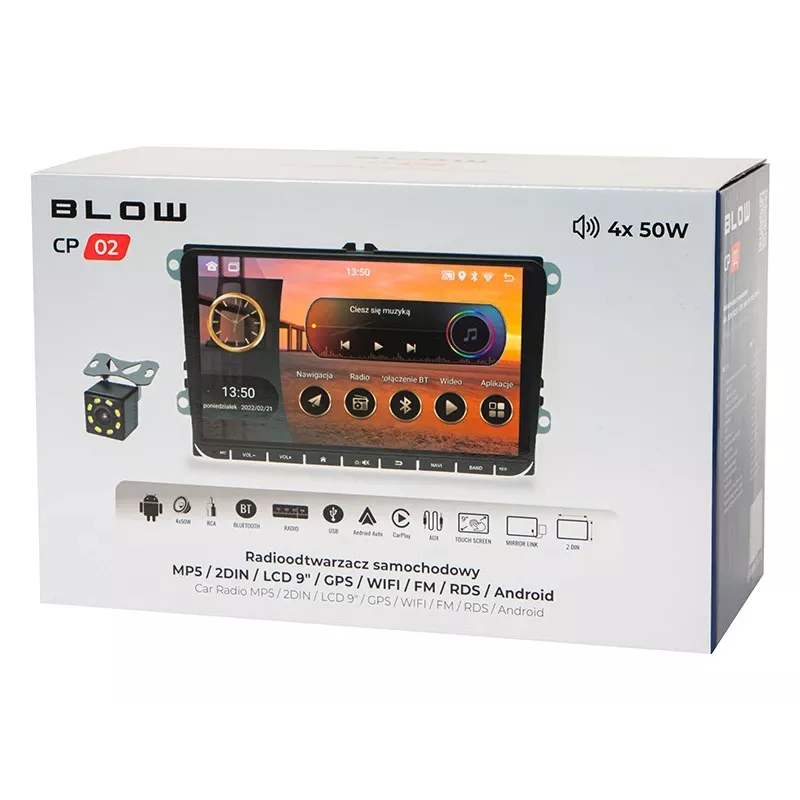 Autoradio BLOW CP02 2DIN 9-Zoll-Touchscreen Android GPS, Doppel-DIN-Multimediaeinheit