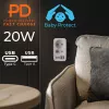 Power-Splitter MACLEAN MCE249 F/W – 2x Netzsteckdosen (16A + 6A) und 4x USB (2x A, 2x C PD 20W)