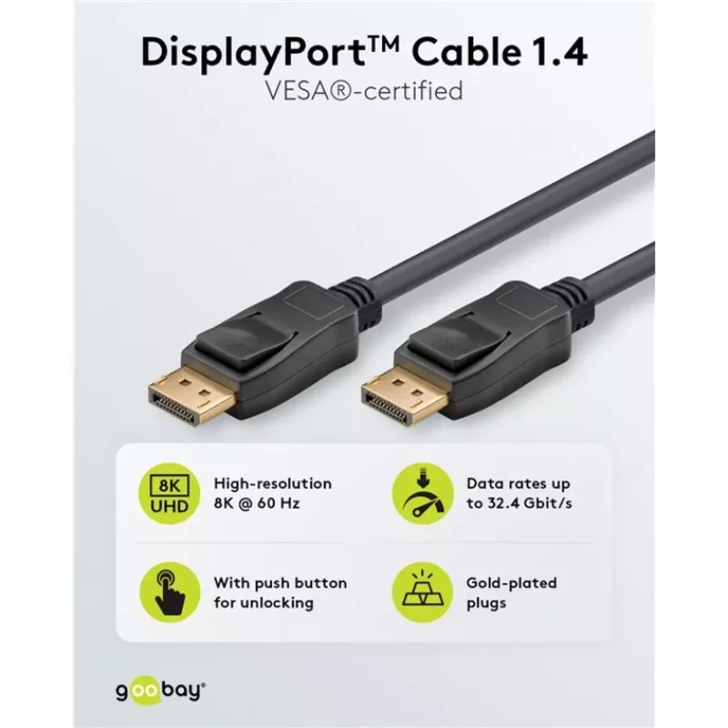 DisplayPort-Kabel Goobay 74779 3 m Schwarz G-Sync FreeSync