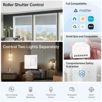 TP-Link Smart Switch Modul, Schaltaktor, 7 Kanäle, 2400 MHz, Weiß, AC, 150 W