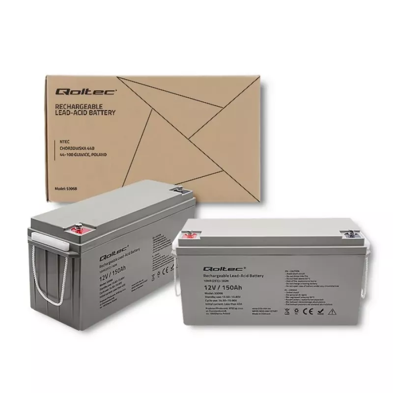Qoltec 53068 AGM-Batterie | 12V | 150Ah | max. 2250A
