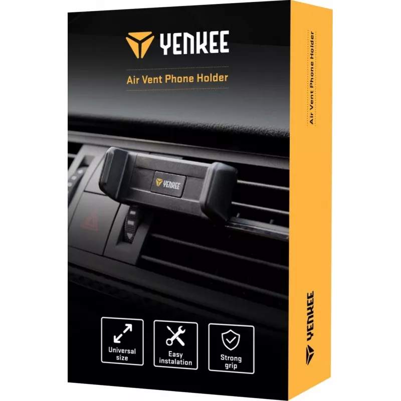Auto-Handyhalterung YENKEE YSM 201BK — Lüftungsgitterhalterung, verstellbarer Winkel, schwarz, geeignet für Telefone bis 6,5 Zoll, 50–85 mm