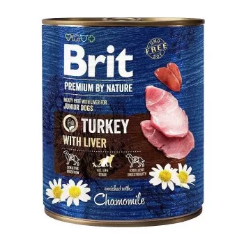 Brit Premium by Nature Junior Nassfutter für Hunde mit Pute und Leber, 800 g
