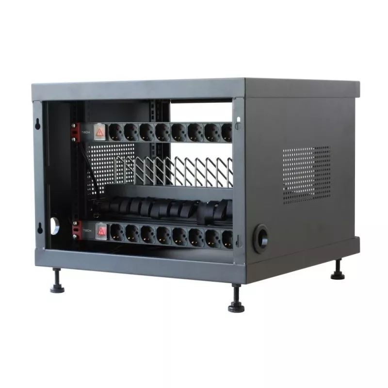 Rack-Regal TECHLY 367652 Kabel-Organizer mit 3M-Klebebefestigung, Stahl, 550×550×410 mm, schwarz