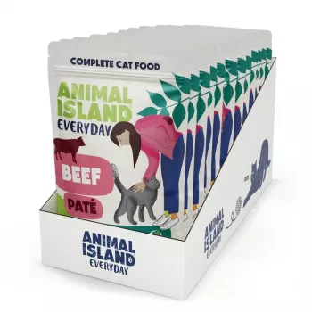 ANIMAL ISLAND Rindfleischpastete Beutel für Katzen 12x100g
