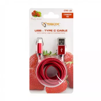 Sbox USB->Type-C M/M 1,5m CTYPE-1.5R Erdbeerrot
