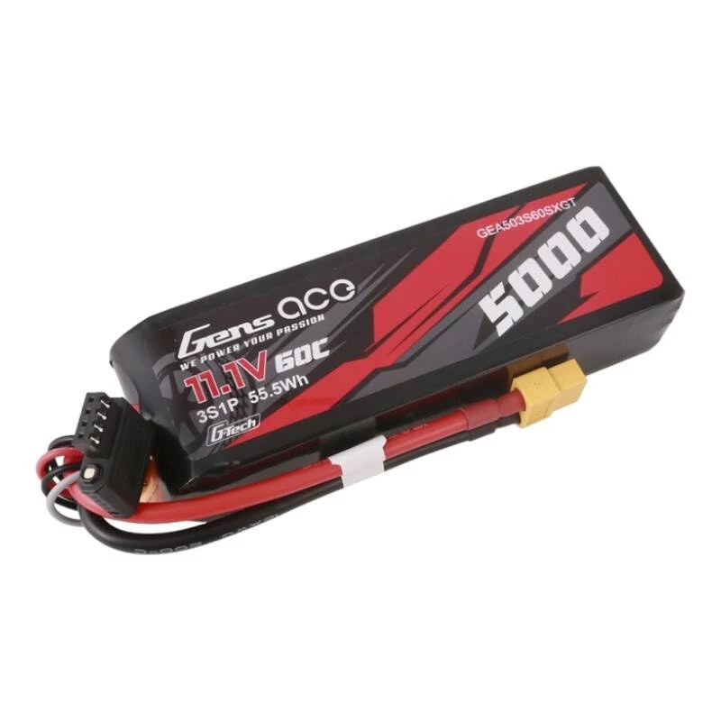 Gens ace G-Tech 5000mAh 11.1V 60C 3S1P Short-Size Lipo mit XT60-Stecker